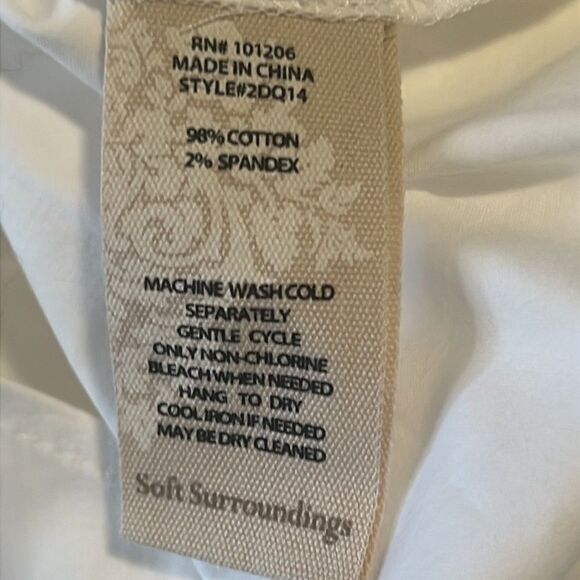 Soft Surroundings White Pleated V Neck Pullover Tunic Top Size Large - Picture 11 of 12